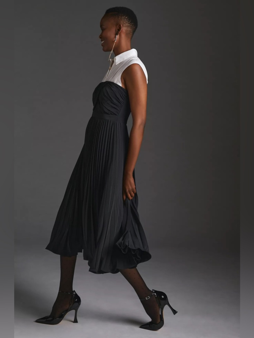 Anthropologie Maeve Pleated Twofer Midi Shirt Dress - Picture 11 of 13